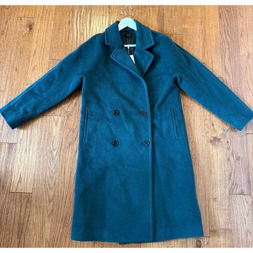 Quince NWT double breasted cashmere wool slouch coat size small green - Picture 7 of 13